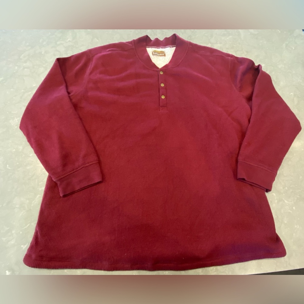 The Haband Tailgater Shirt Men XL? Red Henley Serpa Fleece Lined Pullover